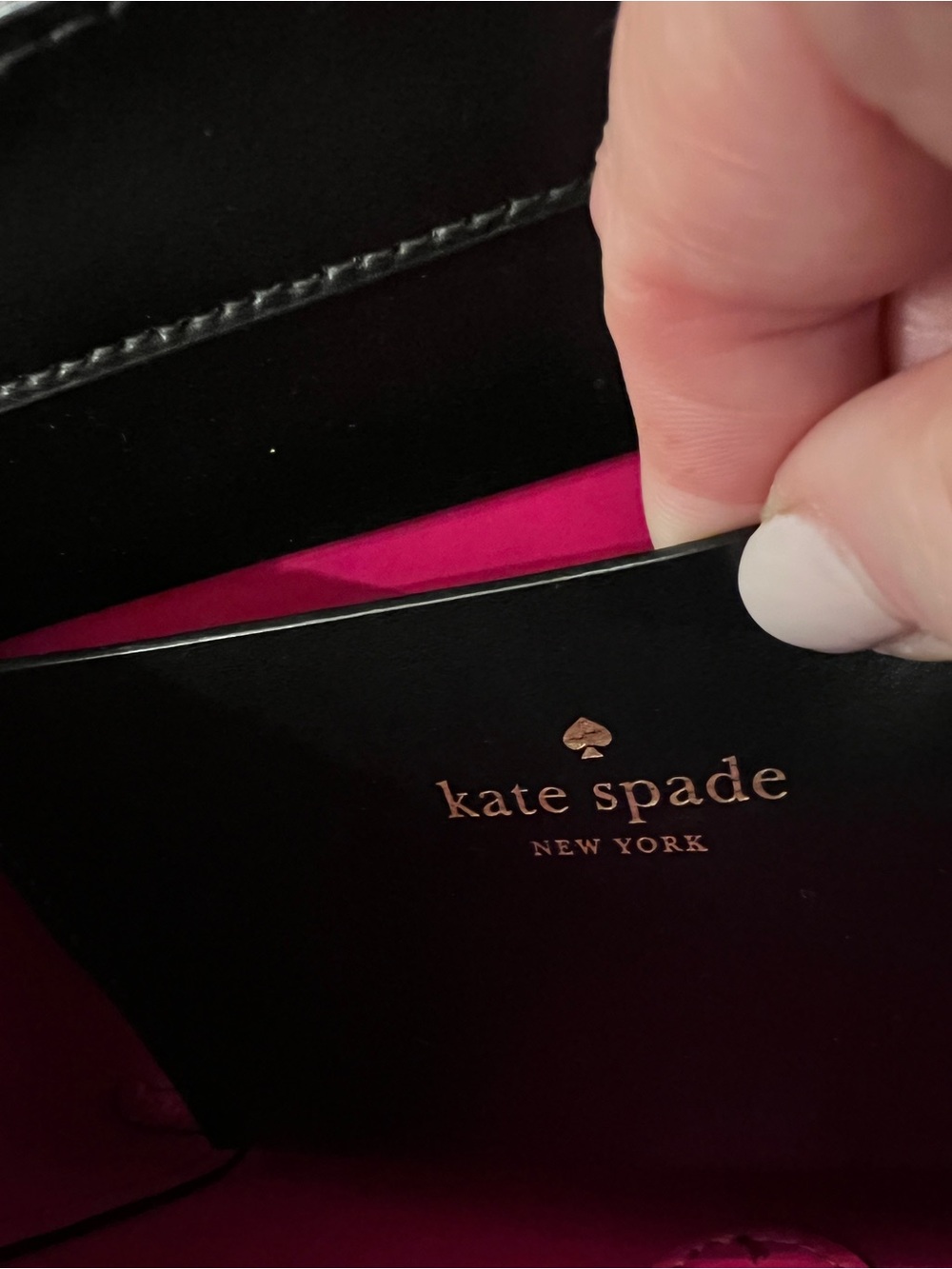 Kate Spade New York Black Leather Flap Crossbody Bag Pink Interior Gold Hardware - Picture 5 of 10